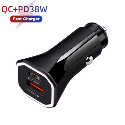 TE-P22 38W PD USB-C / Type-C + QC3. 0 USB Car Charger with 1m USB to Micro USB Data Cable, with Micro USB Cable