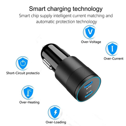 Dual PD 3.0 40W USB-C / Type-C Car Charger with 1m USB-C / Type-C to 8 Pin Data Cable, with USB-C / Type-C to 8 Pin Cable