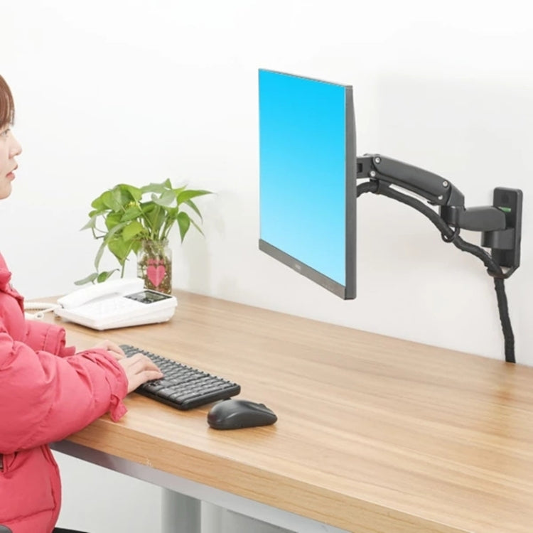 F150 Full Motion Monitor Wall Mount TV Wall Bracket with Adjustable Gas Spring Arm for 17-27 inch LED LCD Monitor