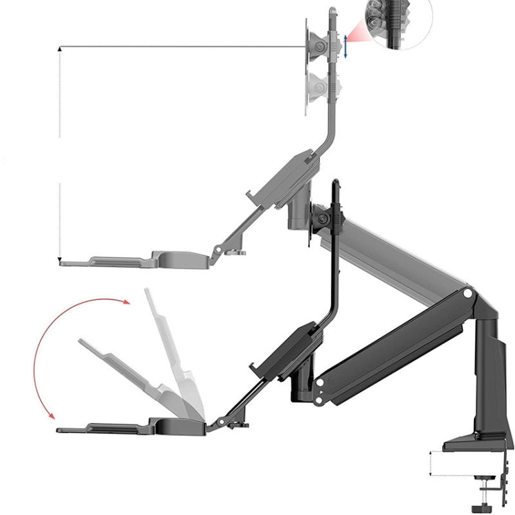 NORTH BAYOU NB35 Ergonomic 19-27 Inch Monitor Holder with Foldable Keyboard Tray Full Motion Sit-Stand Workstation, NB35