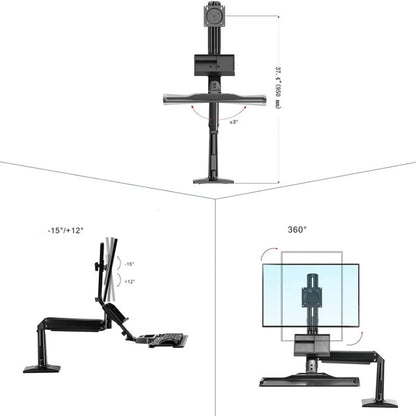 NORTH BAYOU NB35 Ergonomic 19-27 Inch Monitor Holder with Foldable Keyboard Tray Full Motion Sit-Stand Workstation, NB35