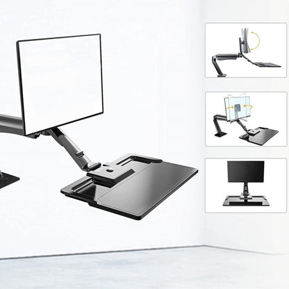 NORTH BAYOU NB40 Ergonomic Height Adjust Computer Stand Workstation 22-32 Inch Monitor Mount Bracket with Keyboard Plate Desk Stand, NB40