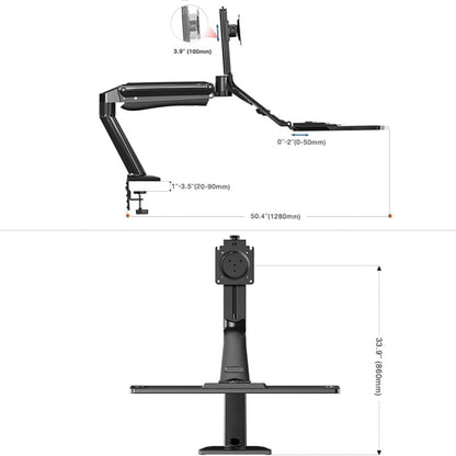NORTH BAYOU NB40 Ergonomic Height Adjust Computer Stand Workstation 22-32 Inch Monitor Mount Bracket with Keyboard Plate Desk Stand, NB40