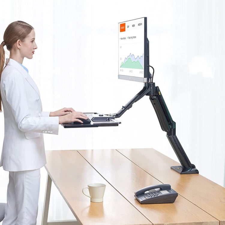 NORTH BAYOU NB40 Ergonomic Height Adjust Computer Stand Workstation 22-32 Inch Monitor Mount Bracket with Keyboard Plate Desk Stand, NB40
