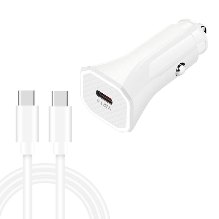 TE-P2 PD20W USB-C / Type-C Car Charger with Type-C to Type-C Data Cable, Type-C to Type-C Data Cable (Black), Type-C to Type-C Data Cable (White)
