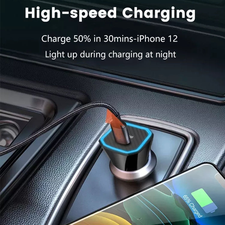 TE-P2 PD20W USB-C / Type-C Car Charger with Type-C to Type-C Data Cable, Type-C to Type-C Data Cable (Black), Type-C to Type-C Data Cable (White)