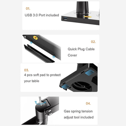 NORTH BAYOU NB G32 Aluminum Alloy Dual Monitor Mount Gas Spring Arm Full Motion Holder for 22- 32 inch LCD LED, G32