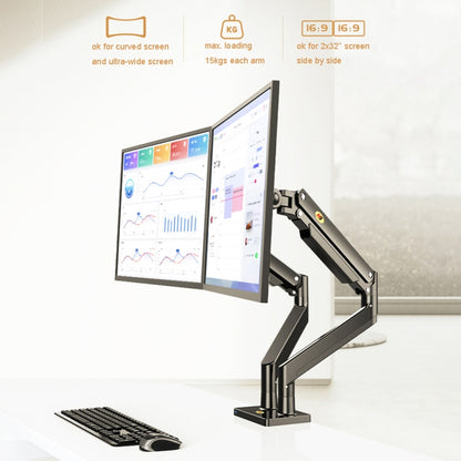 NORTH BAYOU NB G32 Aluminum Alloy Dual Monitor Mount Gas Spring Arm Full Motion Holder for 22- 32 inch LCD LED, G32