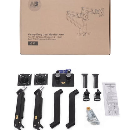 NORTH BAYOU NB G32 Aluminum Alloy Dual Monitor Mount Gas Spring Arm Full Motion Holder for 22- 32 inch LCD LED, G32