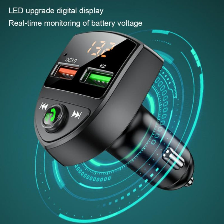 C8 Car  U Disk Bluetooth Player Fm Transmitter  QC3.0 Dual USB Ports Fast Charging, C8 QC3.0