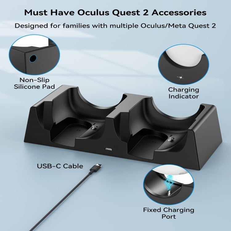 For Oculus Quest 2 VR Charging Stand VR Accessories Host Storage Bracket Double Charging Stand, VR Charging