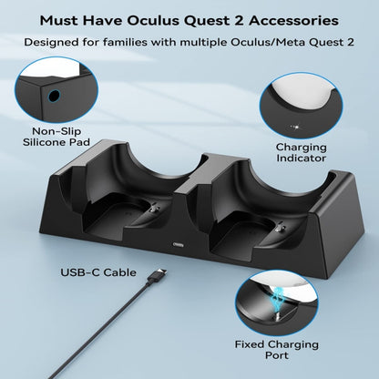 For Oculus Quest 2 VR Charging Stand VR Accessories Host Storage Bracket Double Charging Stand, VR Charging
