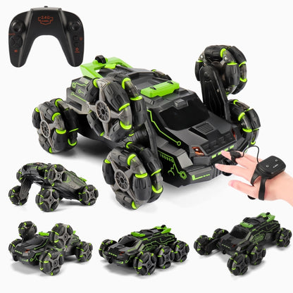 MoFun JC03 2.4G remote control six-wheel stunt car 360 degree swing arm without dead angle drift spray remote control car Dual control, MoFun JC03 (Orange)