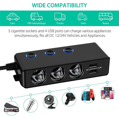 TR30 QC 3.0 Multifunctional 3 Cigarette Lighter  High Power Car Charger, TR30