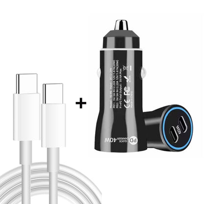 TE-P8 40W PD20W + PD20W Dual Port PD3.0 Car Charger with Type-c to Type-C Data Cable, Length: 1m