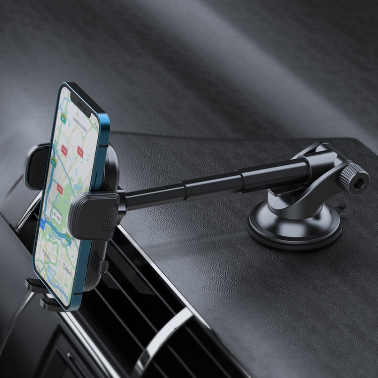 A190+X903 Car Windscreen Dashboard Sucker Mount 3-Phase Telescopic Long Arm Phone Holder, A190+X903