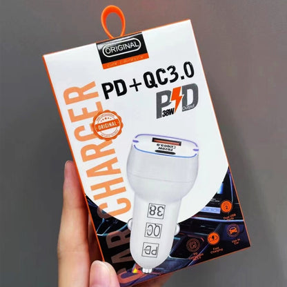 38W PD20W + QC3.0 USB Car Charger with USB to Micro USB Data Cable, Length: 1m, USB to Micro USB Cable (White), USB to Micro USB Cable (Black)