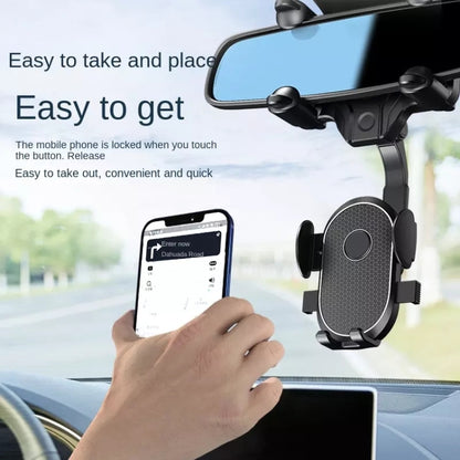 R004 Rearview Mirror 360 Rotatable Retractable Car Phone Holder, R004