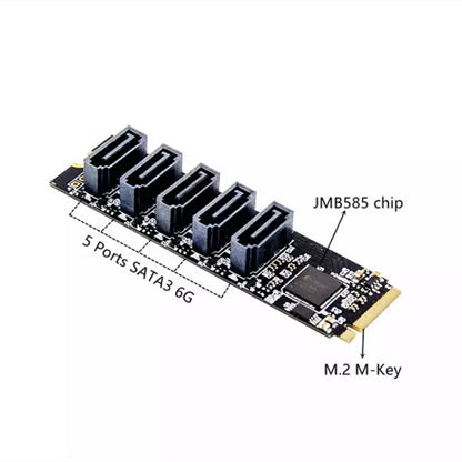 ST532 M.2 NGFF To 5 Ports SATA3.0 Hard Disk Expansion Card Adapter In Stock, 5 Ports
