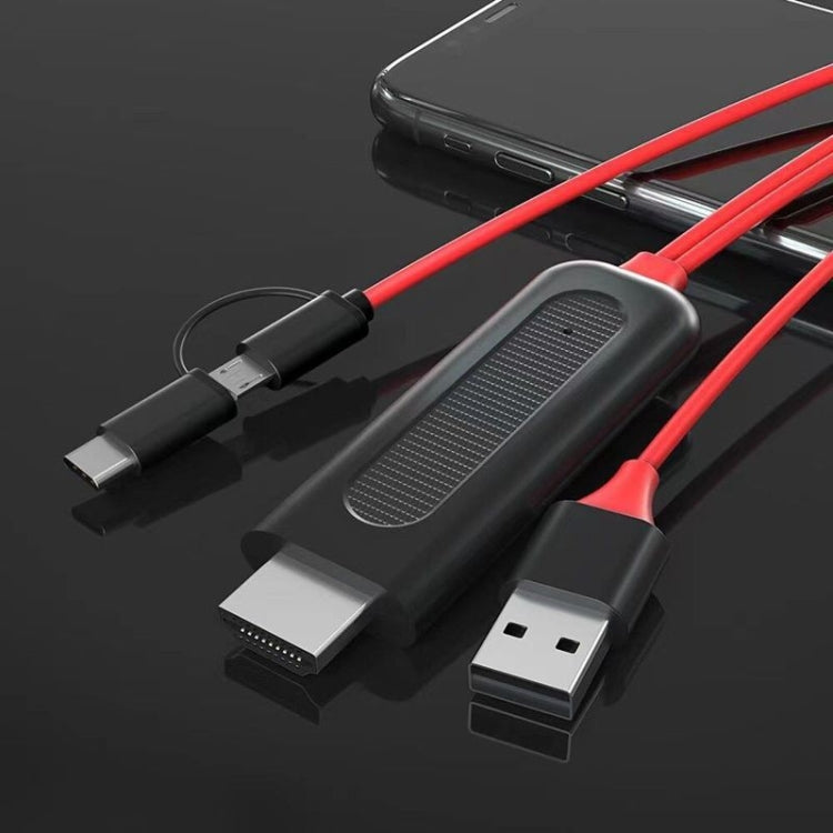 2-in-1 USB C Micro USB, Android Weton MHL to TV HDMI Adapter 1080P HD HDTV Mirroring & Charging Cable, to TV Projector Monitor