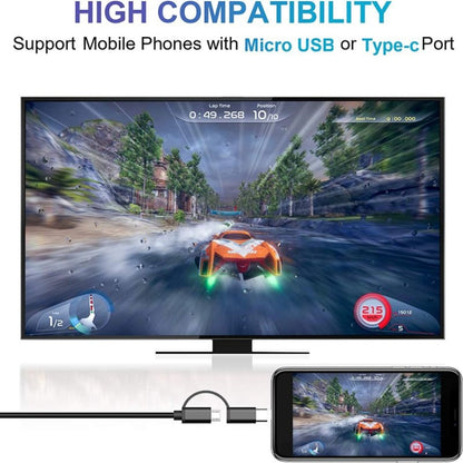 2-in-1 USB C Micro USB, Android Weton MHL to TV HDMI Adapter 1080P HD HDTV Mirroring & Charging Cable, to TV Projector Monitor