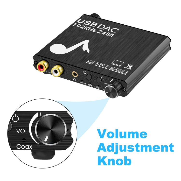 AY107 Digital to Analog Converter Optical Fiber Analog Audio Decoder USB Sound Card Digital Audio Converter