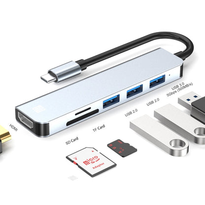 JUNSUNMAY 6 in 1 Type-C to 4K HDMI Docking Station Adapter USB-C Hub SD/TF Card Reader, JSM-HUB004