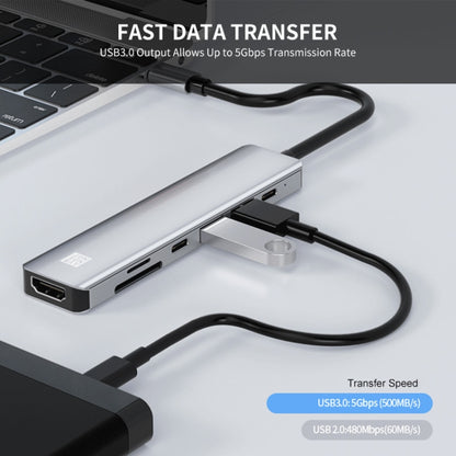 JUNSUNMAY 7 in 1 Type-C to 4K HDMI Docking Station Adapter PD Quick Charge Hub SD/TF Card Reader, JSM-HUB007