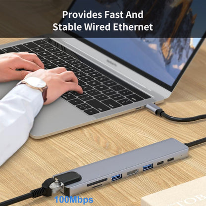 JUNSUNMAY 8 in 1 Type-C to 4K HDMI / Ethernet Docking Station Adapter PD Quick Charge Hub SD/TF Card Reader, JSM-HUB008