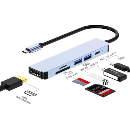 ENKAY Hat-Prince 6 in 1 Type-C Hub 4K HDMI Docking Station Adapter USB-C PD Quick Charge SD/TF Card Reader, 6 in 1 Type-C