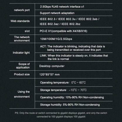 EDUP EP-9635C 2.5Gbps Gigabit Game Wired Network Card 2500M High Speed Internet Port Expansion Desktop PC Adaptive Ethernet Network Adapter