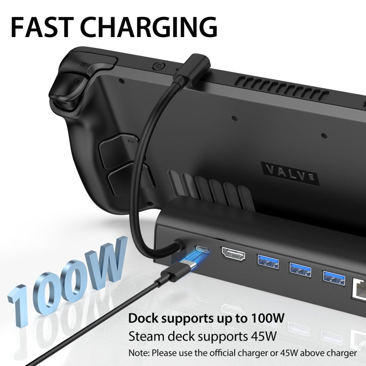 For Steam Deck Expansion Dock Charging Dock Charging Dock HDMI Gigabit Network Port Converter, For Steam Deck
