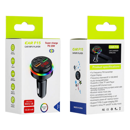 PDF15 FM Transmitter Bluetooth 5.0 Handsfree Car Kit Audio MP3 Player, PDF15