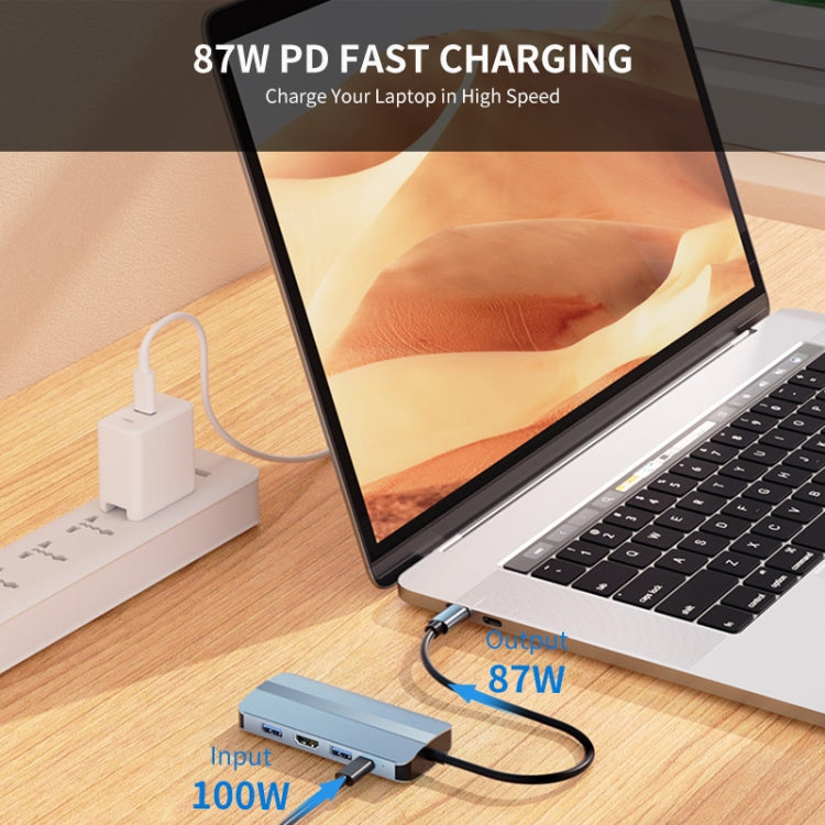 JUNSUNMAY 8 in 1 Type-C to 4K HDMI + RJ45 Ethernet Hub Docking Station Adapter, JSM-HUB014
