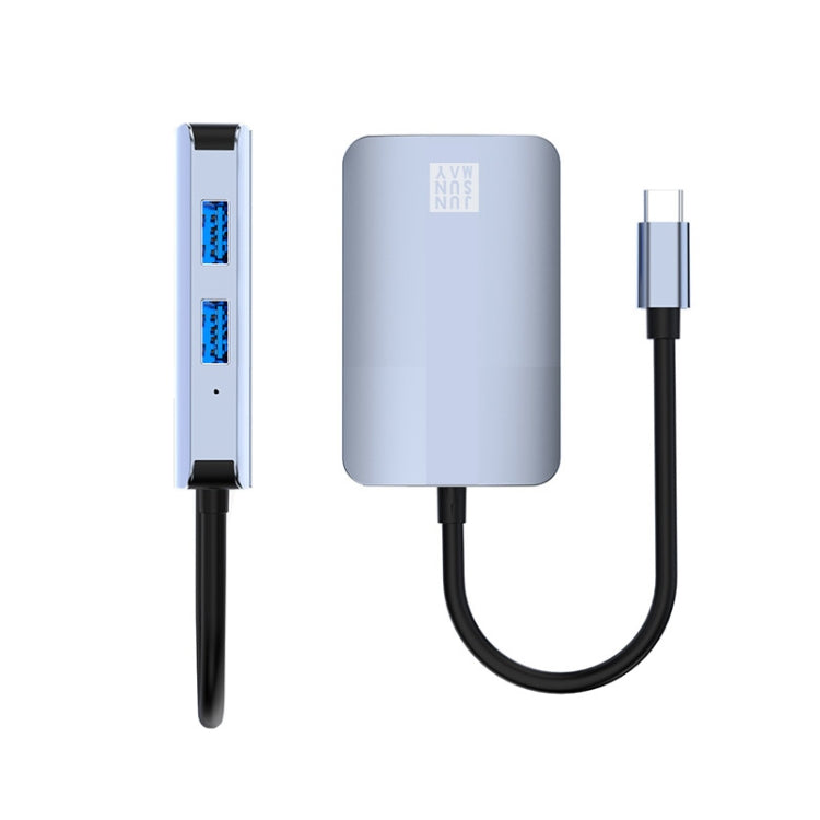 JUNSUNMAY 5 in 1 Type-c to RJ45 Ethernet + SD/TF Card Reader Multifunctional USB-C Hub, JSM-HUB018