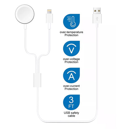 For Apple Watch Series & iPhone 2 in 1 USB Magnetic Charging Cable 3.93ft/1.2m, DS-XB013