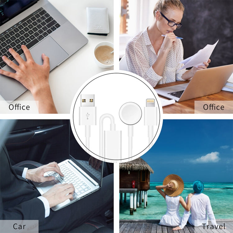 For Apple Watch Series & iPhone 2 in 1 USB Magnetic Charging Cable 3.93ft/1.2m, DS-XB013