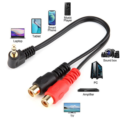 JUNSUNMAY 3.5mm Male Elbow to Dual RCA Stereo Audio Cable Adapter 20cm, 3.5mm Elbow to 2 RCA Female