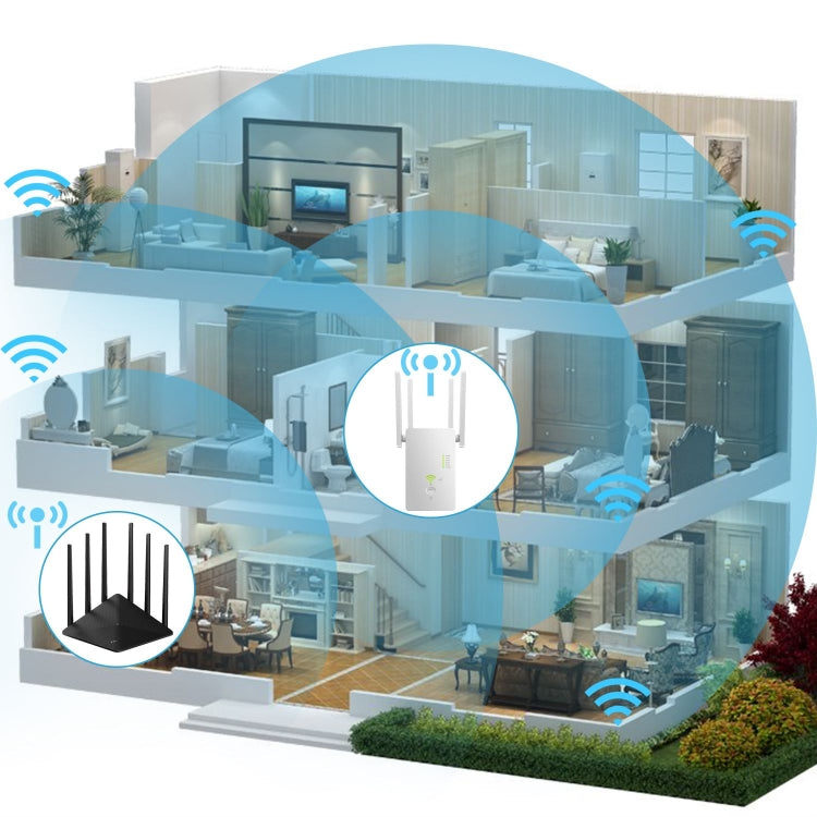 U6 5Ghz Wireless WiFi Repeater 1200Mbps Router Wifi Booster 2.4G Long Range Extender, US Plug, EU Plug