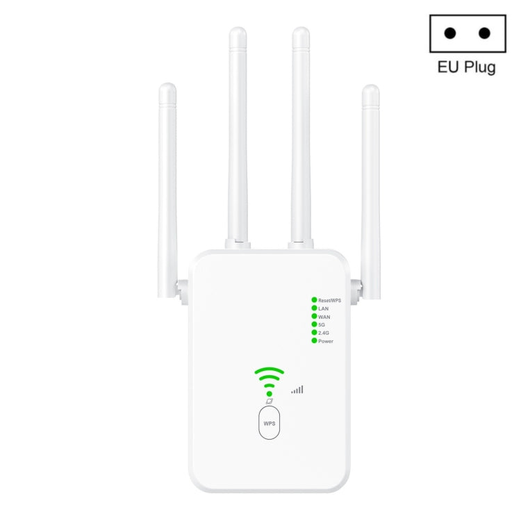 U10 1200Mbps Signal Booster WiFi Extender WiFi Antenna Dual Band 5G Wireless Signal Repeater, US Plug, EU Plug