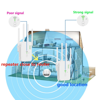 U10 1200Mbps Signal Booster WiFi Extender WiFi Antenna Dual Band 5G Wireless Signal Repeater, US Plug, EU Plug