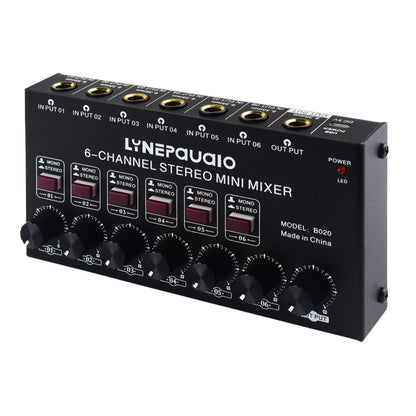 Mini 6-Channel Stereo Audio Mixer Musical Instrument Mixer Electric Wind Electric Guitar Electronic Piano Drums Mixer, B020