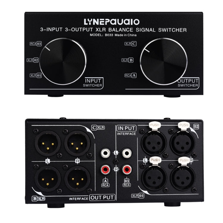 3 Input To 3 Output Fully Balanced XLR Signal Passive Stereo Selector Switch Switcher, B033