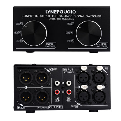 3 Input To 3 Output Fully Balanced XLR Signal Passive Stereo Selector Switch Switcher, B033