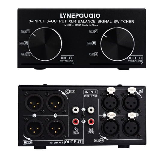 3 Input To 3 Output Fully Balanced XLR Signal Passive Stereo Selector Switch Switcher, B033
