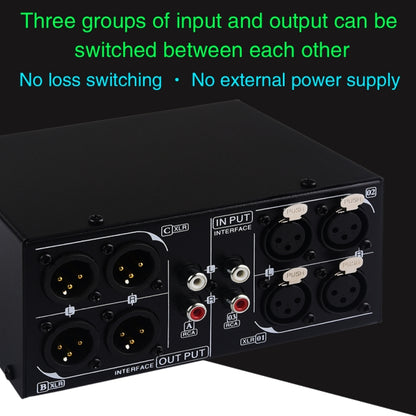 3 Input To 3 Output Fully Balanced XLR Signal Passive Stereo Selector Switch Switcher, B033