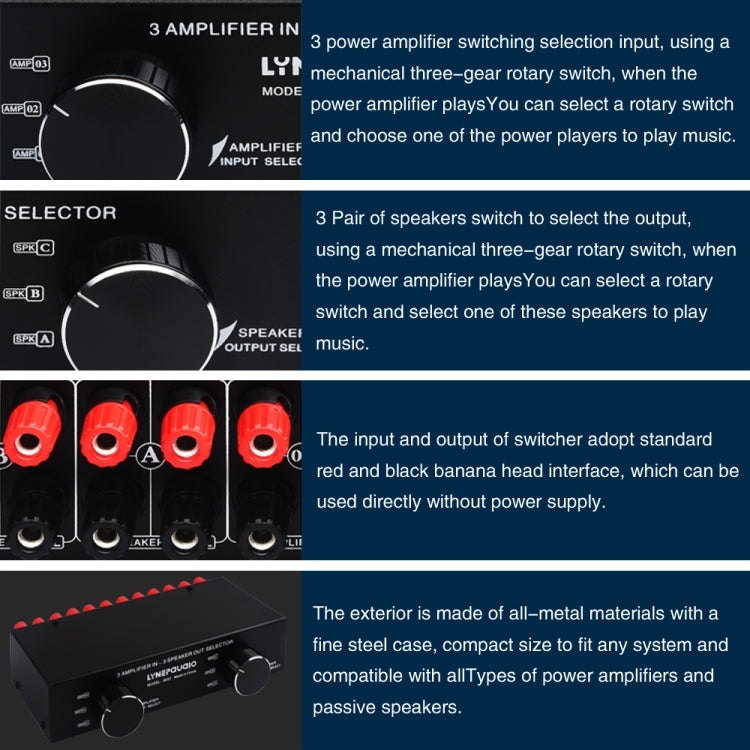 3 Input 3 Output Power Amplifier And Speaker Switcher Speaker Switch Splitter Comparator 300W Per Channel Without Loss Of Sound Quality, B037