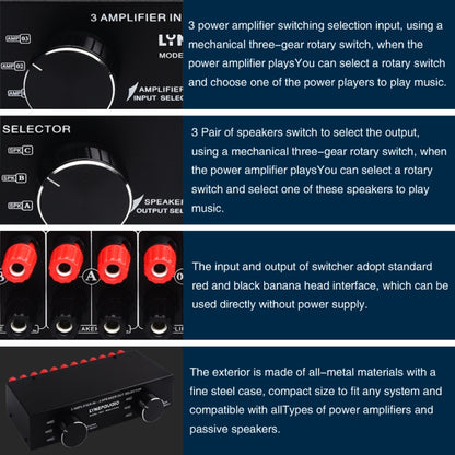 3 Input 3 Output Power Amplifier And Speaker Switcher Speaker Switch Splitter Comparator 300W Per Channel Without Loss Of Sound Quality, B037
