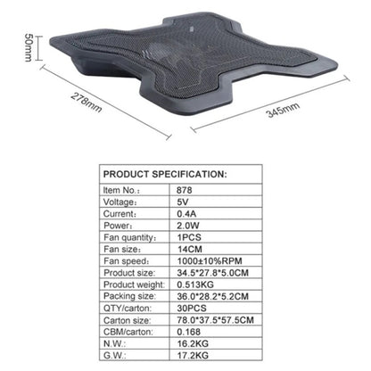 878 USB Radiator Fan Desktop Laptop Router Cooling Pad, 878