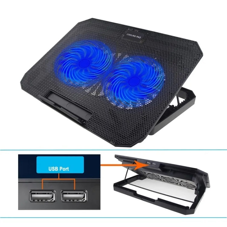 N11 USB Port 8-Gear Adjustable Height Dual Mute Fan Desktop Laptop Cooling Stand, N11